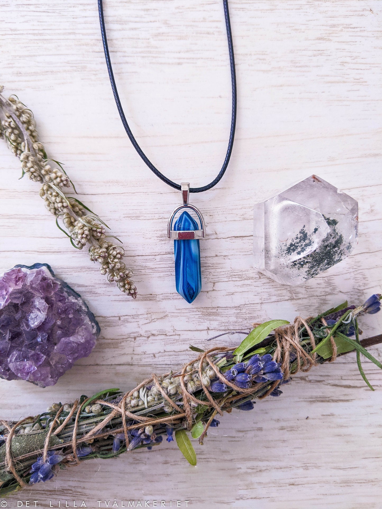 Striped Teal Agate Halsband