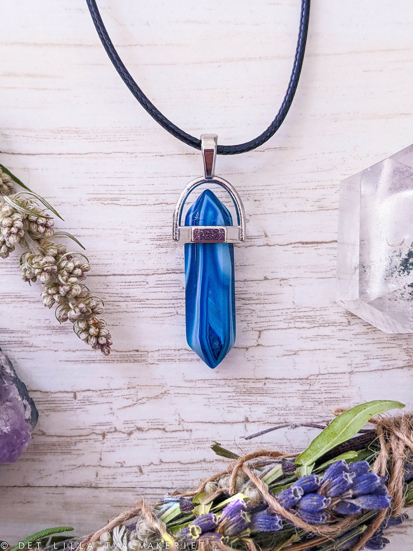 Striped Teal Agate Halsband